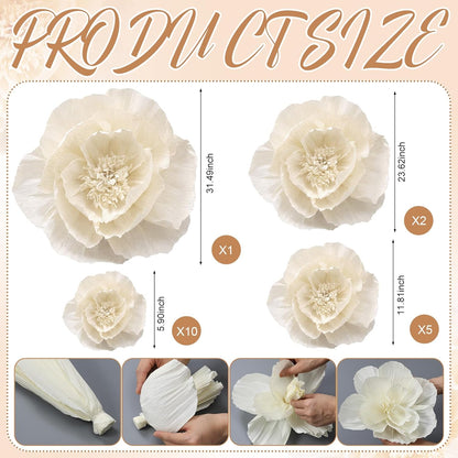 Giegxin 20 Pcs 31.5'', 23.6'', 11.8'', 9.8'' Pink Giant Paper Flower Boho Large Tissue Flower for Wall Pink Pom Pom Floral Decoration for Wall Wedding Bridal Shower Classroom Tea Party Birthday Decor