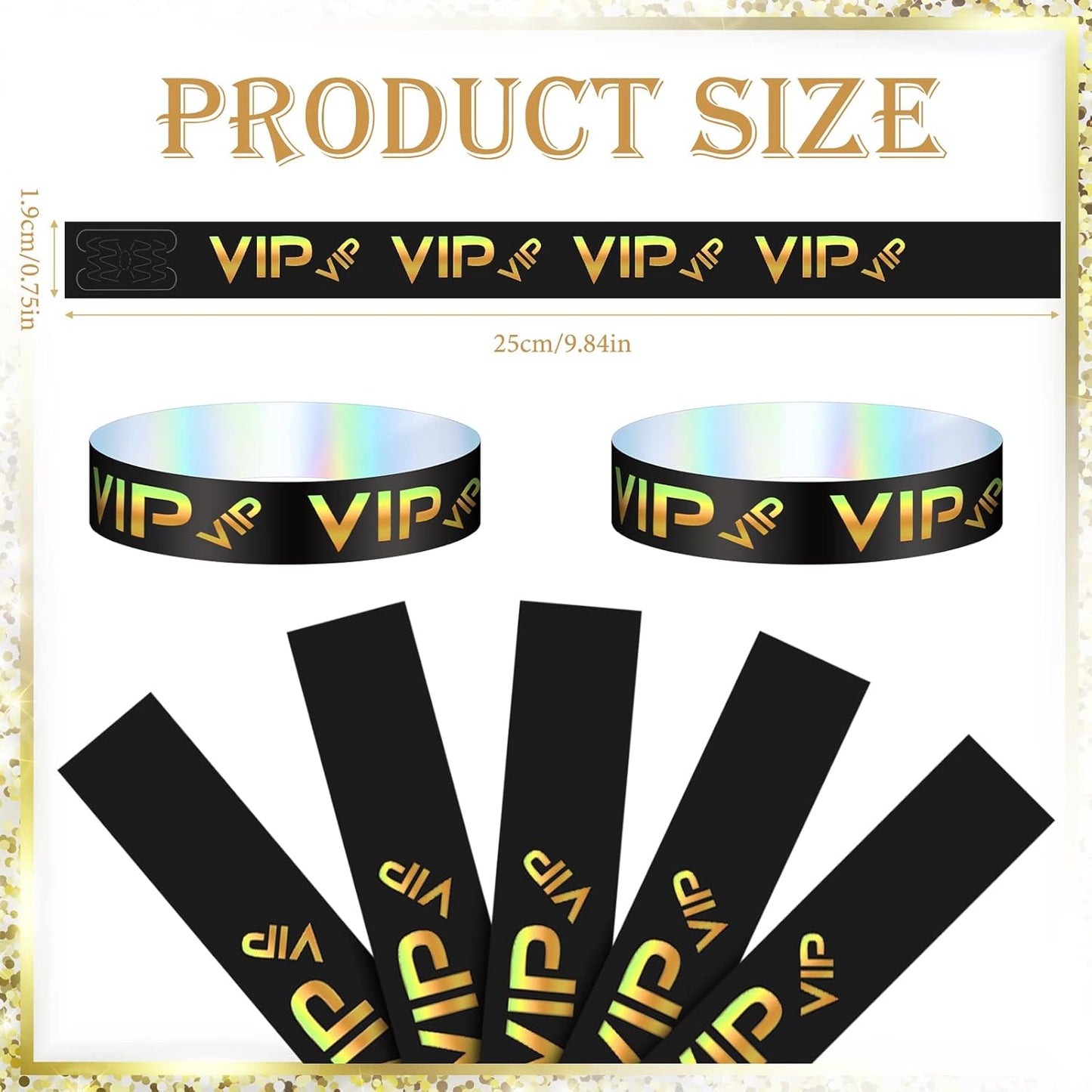 Teling 500 Pack VIP Plastic Wristbands Bracelets Party for Events VIP Custom Wristbands Plastic Bracelets Tear proof Waterproof Wrist Bands Arm Bands for Events Concerts
