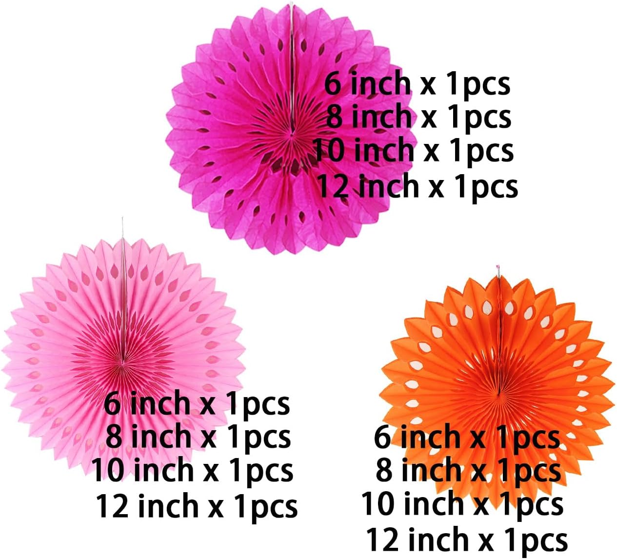 12PCS Colourful Paper Fans Party Decorations,Rainbow Hanging Ceiling Honeycomb Round Tissue Paper Fans for Mexican Engagement Fiesta Cinco De Mayo Party Decorations