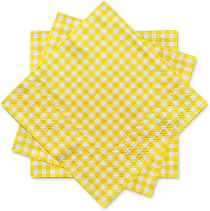 Gatherfun Disposable Red and White Gingham Paper Napkins (Pack of 50)