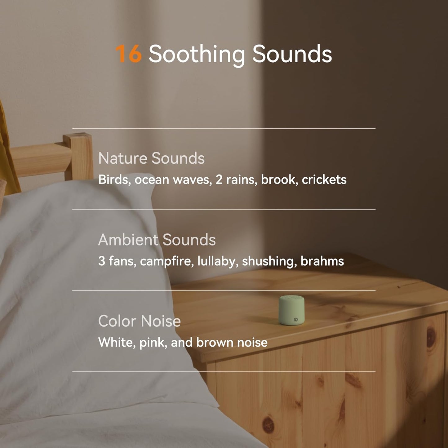 Dreamegg Portable Travel White Noise Machine for Sleep, Features Powerful Battery, Egg-Sized, 16 Nature Sounds, Timer, for Baby Adults Office Privacy Home Gift, Cream