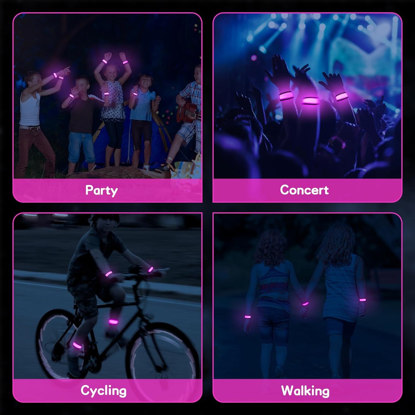 esonstyle 6 PCS LED Glow Bracelets, Night Safety Light Up Bracelets for Kids - Glow in The Dark Party Favors for Halloween, Christmas, Concerts, Festivals, Sports, Camping, Green