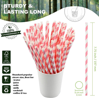 Black Paper Straws 1000 Count - 7.75" x 0.24", 100% Biodegradable & Compostable, Disposable Drinking Straws Bulk - Cocktail, Bars, Restaurants