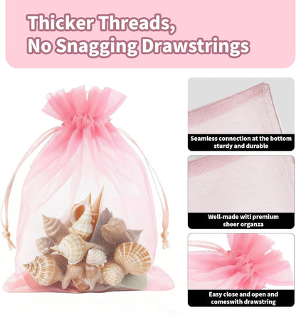 100pcs Organza Bags for Small Gift 4x6 Inch, Premium Mesh Bags Drawstring Candy Jewelry Packaging Sachet Bags, Easter Day Wedding Party Favors Small Gift Bag Durable & Scent-Free for Small Business