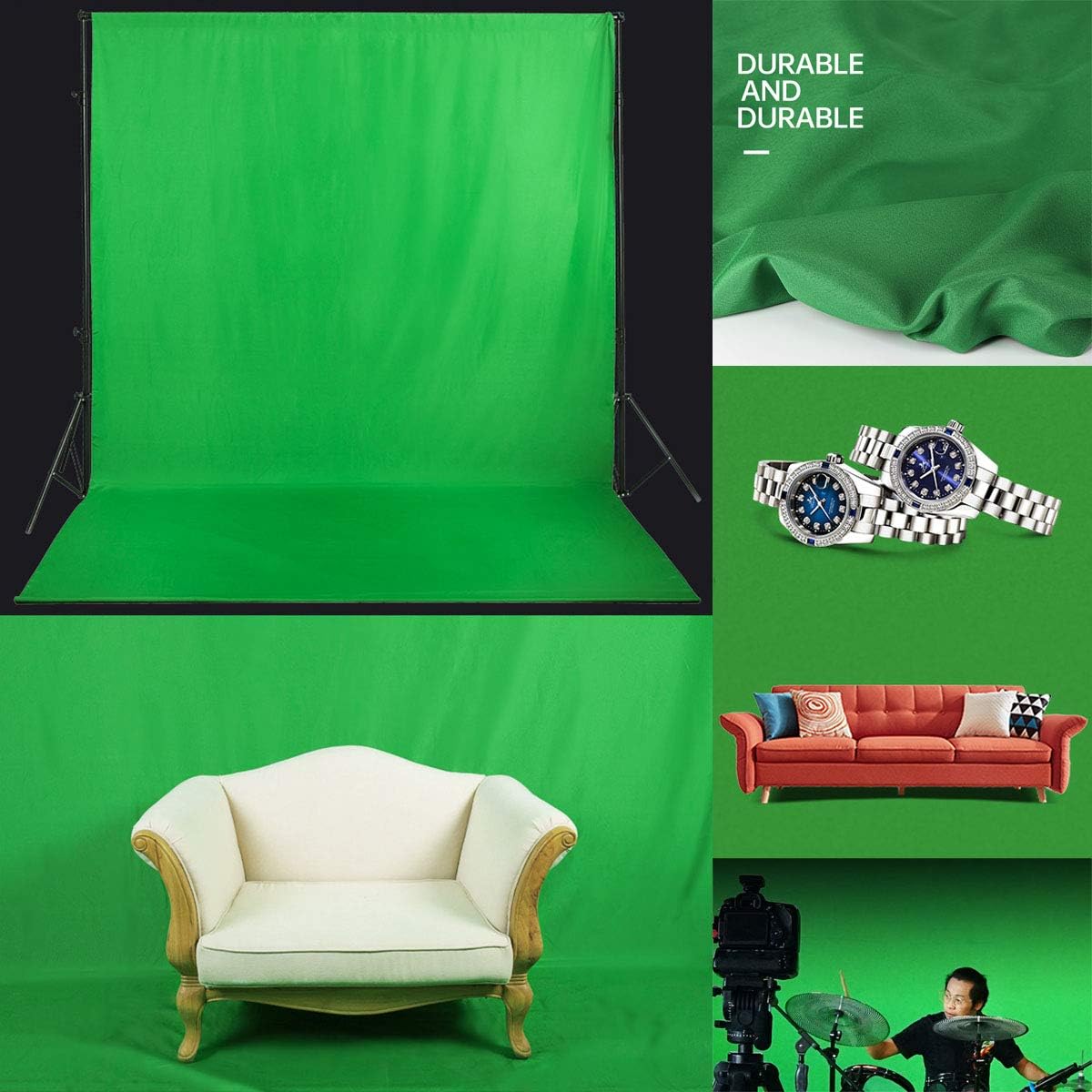 Black Backdrop for Photography Durable Fabric Background Photo Backdrop Video Photography Studio (5x7ft, Black)