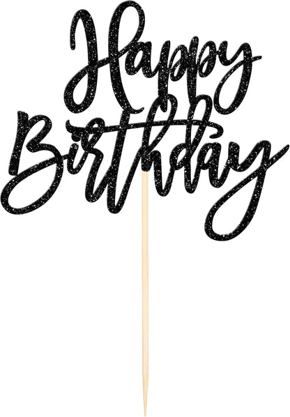 ZHUOWEISM 1 PCS Gold Happy Birthday & Anniversary Cake Topper
