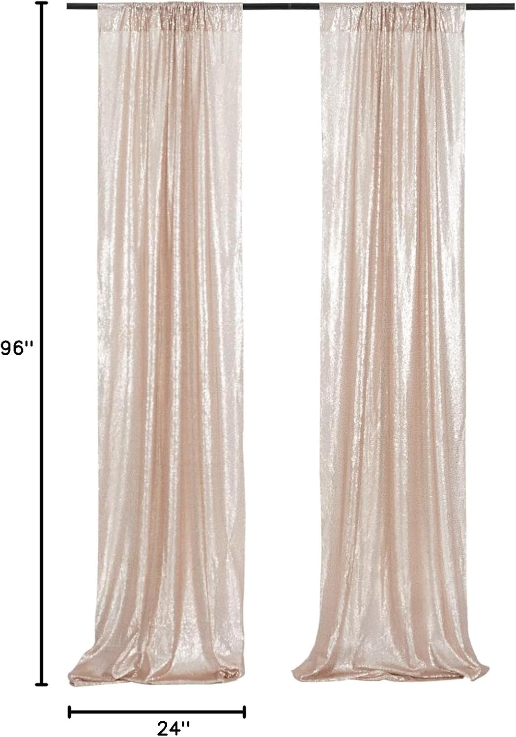 Poise3EHome Black Sequin Backdrop Curtains, 2 Panels 2FTx8FT Glitter Photo Booth Backdrop for Halloween Birthday Bachelorette Wednesday Twilight Party Decorations