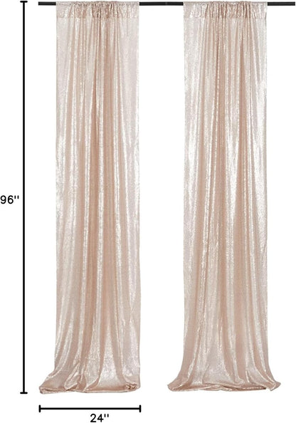 Poise3EHome Black Sequin Backdrop Curtains, 2 Panels 2FTx8FT Glitter Photo Booth Backdrop for Halloween Birthday Bachelorette Wednesday Twilight Party Decorations