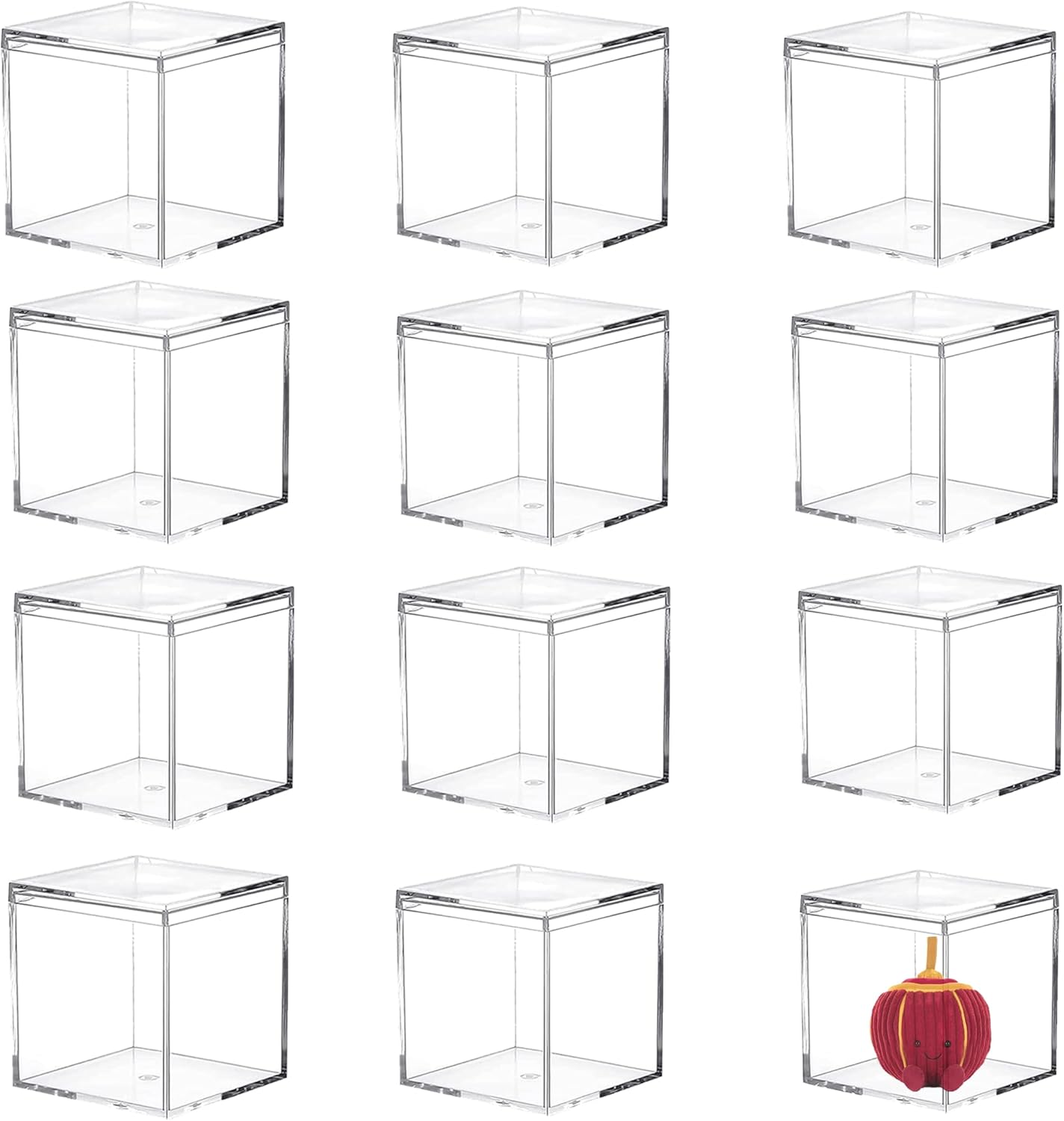KissYou Acrylic Box Clear Boxes with Lid 12 Packs Small Candy Box Display Square Cube Wedding Graduation Party Decorations Jewlry Gift Box
