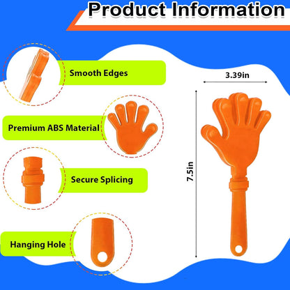 8PCS Hand Clappers 7.5 Inch Clapping Noisemakers Plastic Noise Makers Mini Hand Soundboard Party Favors Noise Maker Clacker for Birthdays Games Ball Dance Football Sporting Events Cheers Supplies