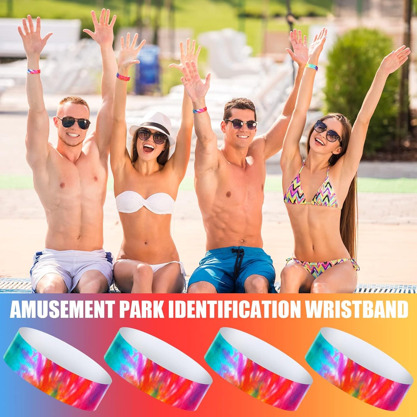 Woanger 500pcs Paper Event Wristband VIP Tie Dye Rainbow Armband Colorful Band Lightweight Disposable Bracelet for 250th Anniversary Tie Dye Event Birthday Admission Neon Party Concert Festivals