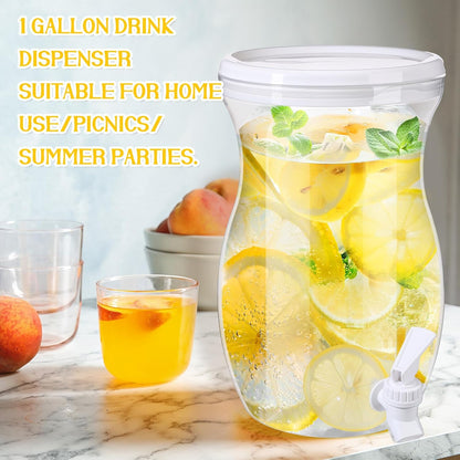 Havawish 2 Pcs 1 Gallon Plastic Beverage Dispenser with Spigot Clear Summer Kitchen Fridge Drink Dispenser for Parties Lemonade Juice Tea Beer Cold Water (Red,Cylinder)