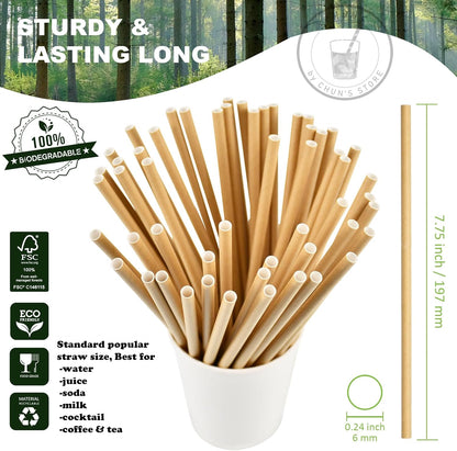 Black Paper Straws 1000 Count - 7.75" x 0.24", 100% Biodegradable & Compostable, Disposable Drinking Straws Bulk - Cocktail, Bars, Restaurants
