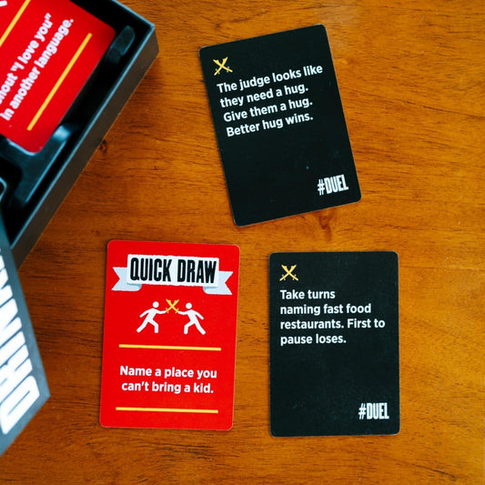 DSS Games Duel: A Drinking Game [Duel Your Friends & Complete Challenges | Funny Party Card Game for Adults | Great for Pregames, Parties, 21st Birthday Gifts, Bachelorettes, College and Big Groups]
