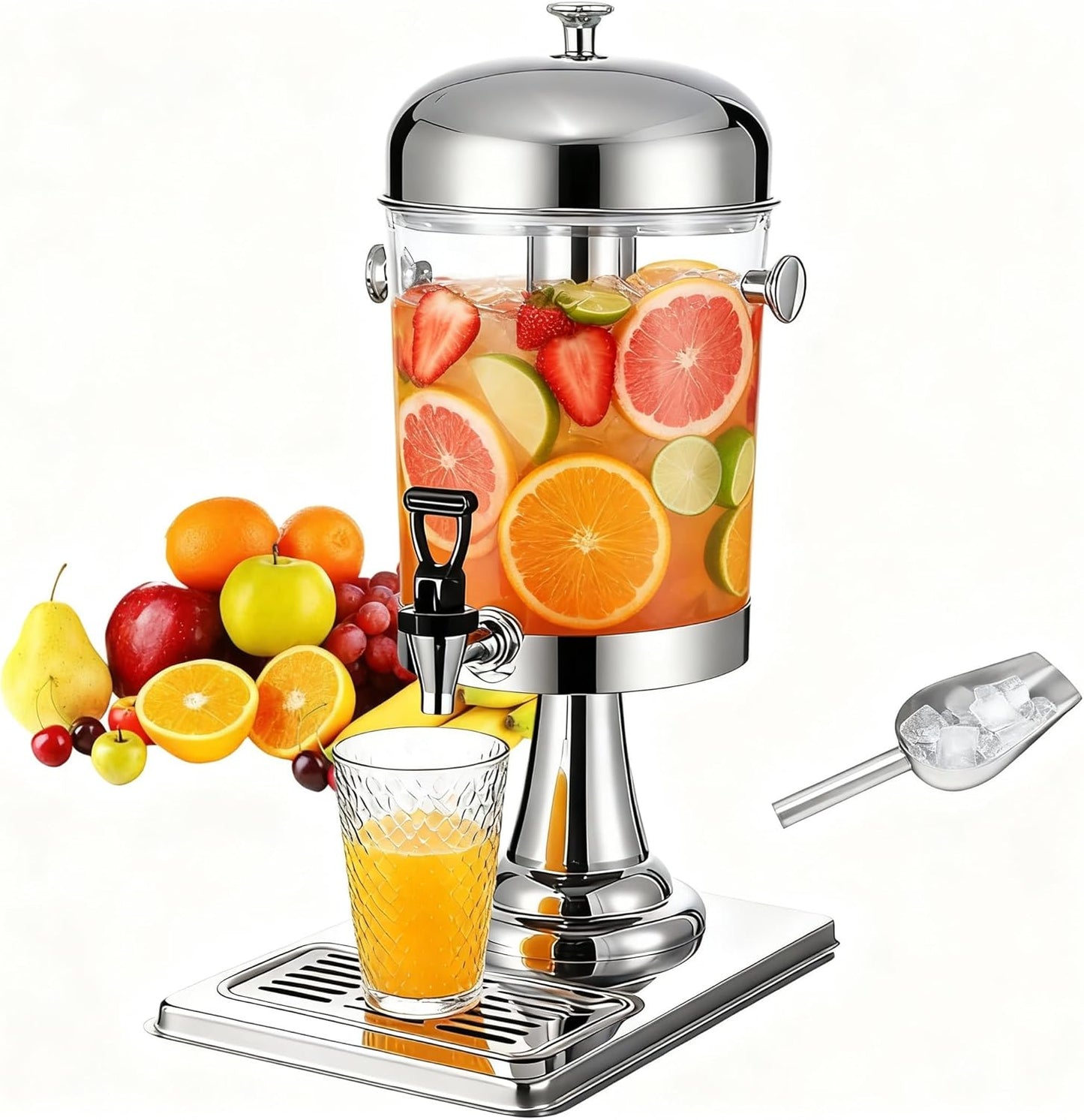 2.2 Gallon Drink Dispensers for Parties, Beverage Dispenser with Stand and Ice Shovel, Commercial Hot Cold Juice Dispenser for Parties, Wedding, Hotel Buffet, Banquet, Restaurant (8 L)