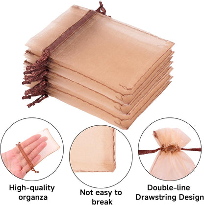 joycraft 50Pcs Organza Bags, 2x3 inch Gift Favor Bags, White Wedding Favor Bags, Jewelry Pouches with Drawstring, Mesh Bags Drawstring for Jewelry, Festival, Makeup, Candy, Desserts