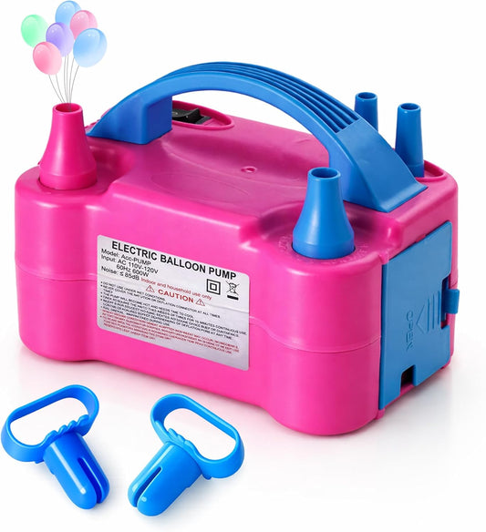 Balloon Pump Electric with Dual Nozzles & Tying Tool - Portable Inflator for Party Balloons, Gender Reveal, Baby Shower, Holidays