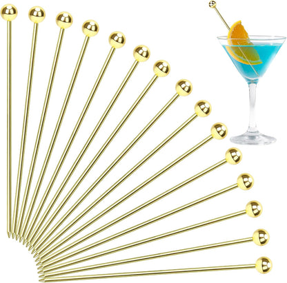 15PCS Cocktail Picks for Drinks, Stainless Steel Cocktail Toothpicks, Reusable Cocktail Skewers, Garnish Picks Bloody Mary Skewers, Metal Martini Picks for Olives Appetizers Fruit (4.3 Inch)