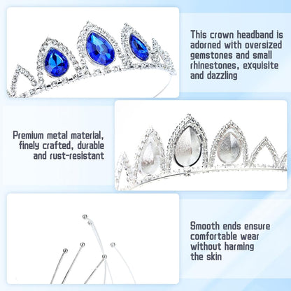 inSowni 8 Pieces Silver Metal Sparkly Waterdrop Rhinestone Princess Crown Headbands Tiaras Wedding Birthday Party Prom Headpieces for Women Brides Bridesmaids