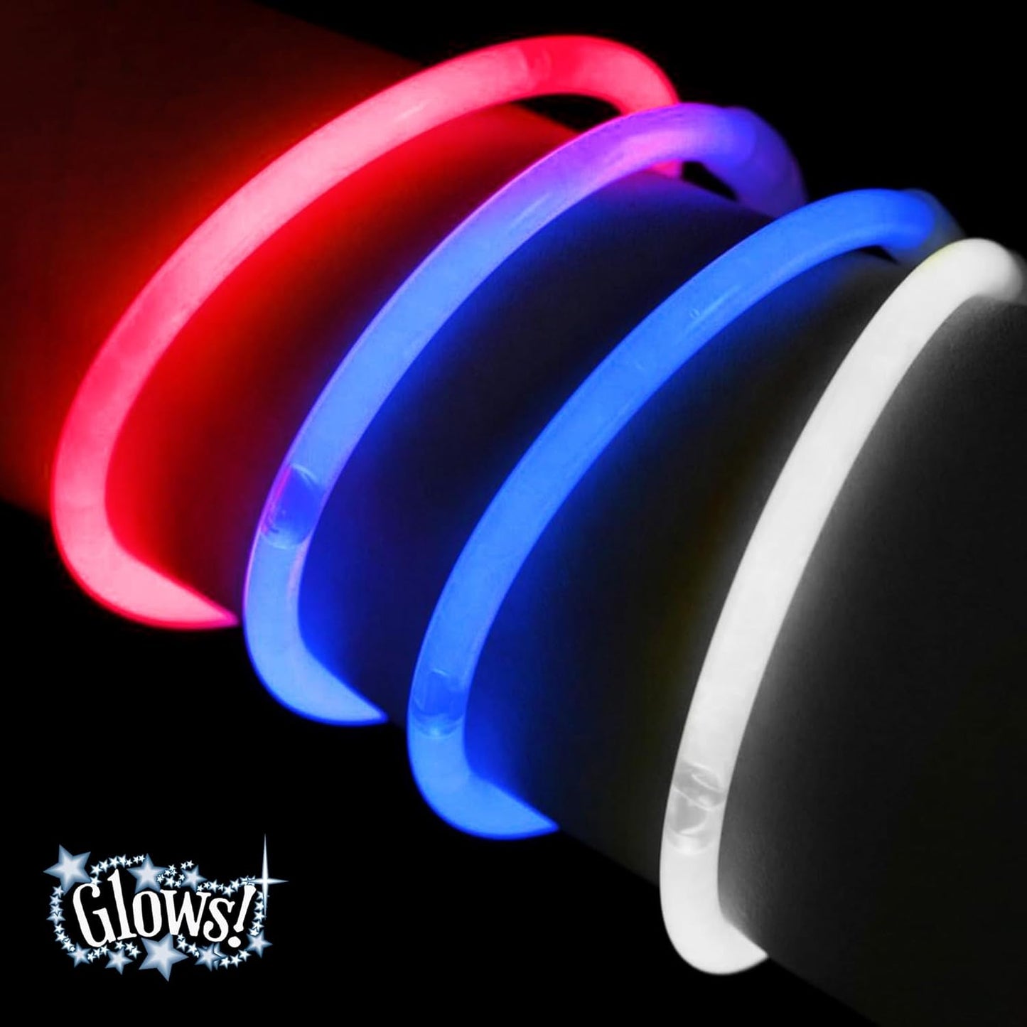 Red White Blue Glow Sticks Bulk 60 Pack with 70 Accessories, 4th of July Patriotic Party Supplies, Memorial Day Glow Bracelets & Necklaces for Kids Adults