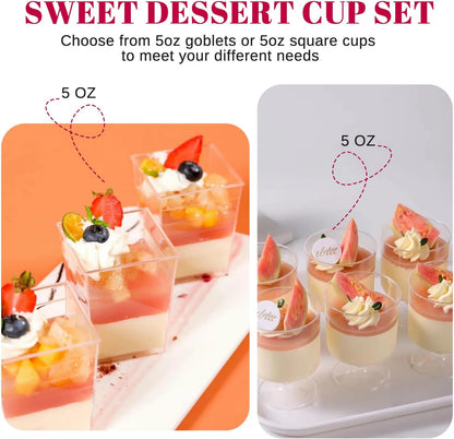 UrbanRoots 300 Pack Clear Plastic Dessert Cups(5 oz),Disposable Parfait Cups For Pudding, Fruit and Ice Cream,Mini Shooter Cups With Spoons For Party,appetizer cups
