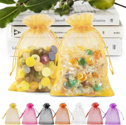 ANZNKU Pink Organza Bags 4 x 6 in 50PCS, Small Gift Bags for Goodie Candy Jewelry Soap Packaging, Cute Little Mesh Bag Drawstring Bulk for Wedding Birthday Party Favor Baby Shower & Easter Gifts Wrap