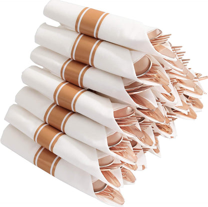 Supernal 240 Silver Plastic Silverware Set - 60 Sets Pre Rolled Napkins with Cutlery - Mirror Polished Real Look Disposable Silver Utensils- Elegant Heavy Duty Flatware for Weddings & Catering