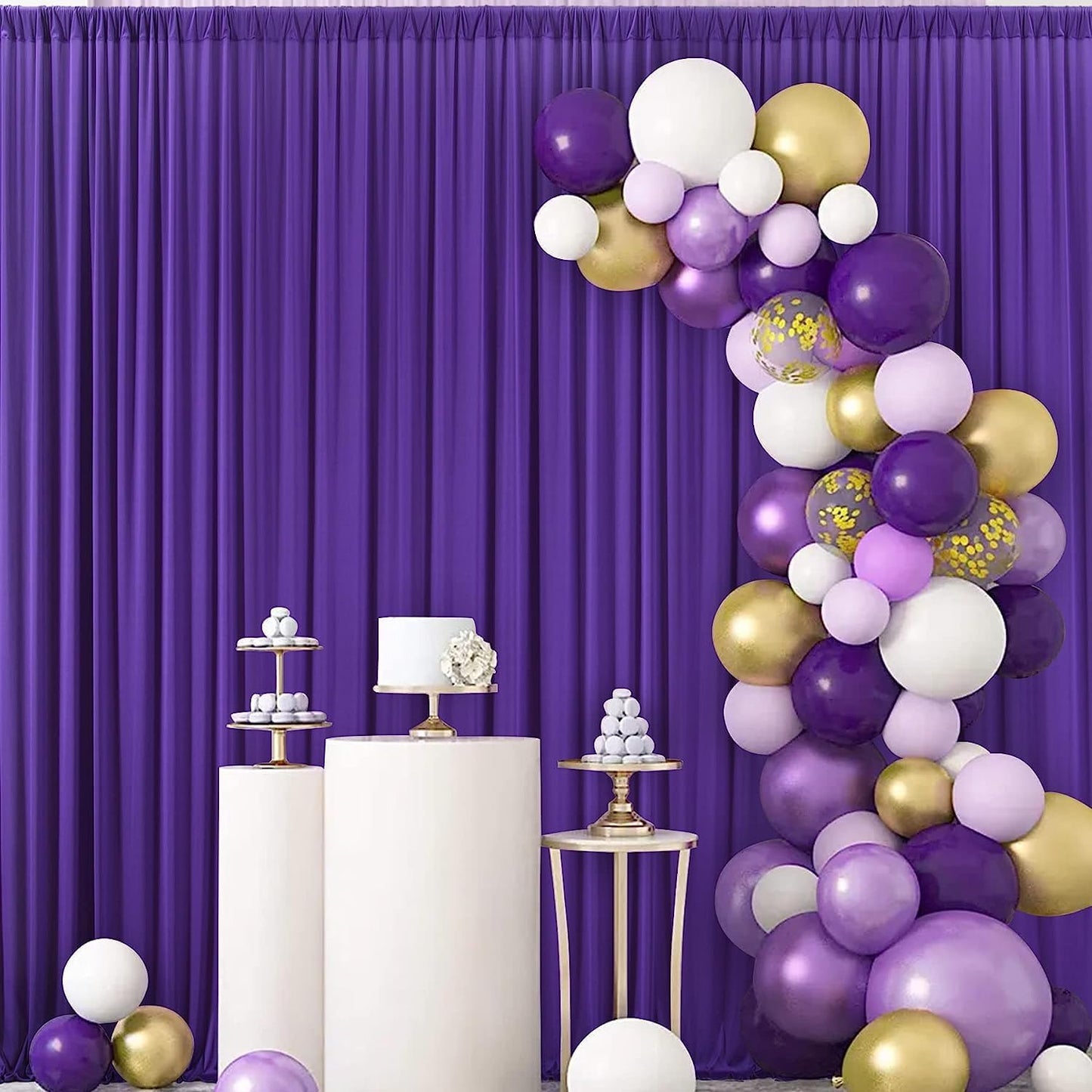 10ftx10ft Black Backdrop Curtains for Weddings Parties, Wrinkle Free 2 Panels Silky Polyester Photo Backdrop Drapes Back Drop Cloth Drapery for Birthday Mother'sDay Photography Background