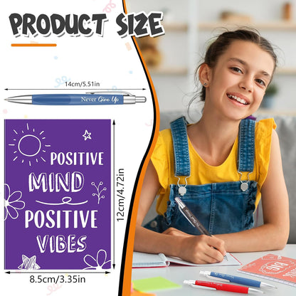 Yeaqee 72 Pcs Motivational Pens Notepads Gifts Set Inspirational Quote Ballpoint Pen Small Notebook Mini Journal Bulk Present Idea for Teacher Coworker Gifts Women Office School(Inspiring)