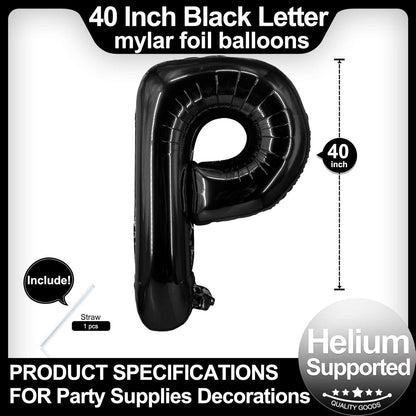 40 Inch Black Letter A Balloons, DIY Phrase Foil Alphabet Letter A Balloons DIY Word A Banner for Birthday Anniversary Celebration Graduation Party Supplies Decoration