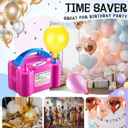 Portable Electric Balloon Pump - 110V 600W Dual Nozzle Balloon Inflator Pump with 113 accessories Decorations for Party