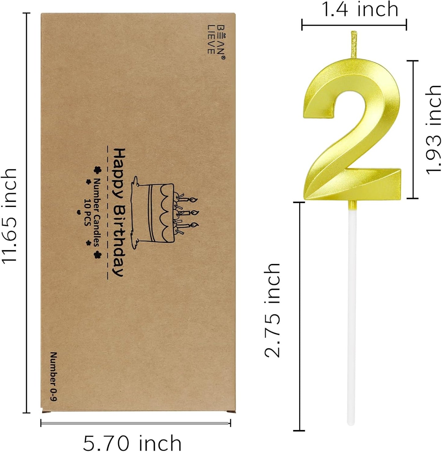 BEAN LIEVE Blue Birthday Candles - Number Cake Candles, Happy Birthday Numeric Candles Number 0 1 2 3 4 5 6 7 8 9 Used for Cake Decoration on Birthday Parties and Wedding Anniversary Celebration
