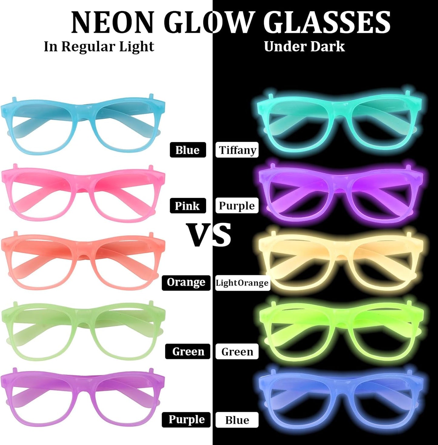 Glow in The Dark Party Supplies, 10 Pack Glow in The Dark Party Glasses Photo Booth Props Neon Party Favors Decorations