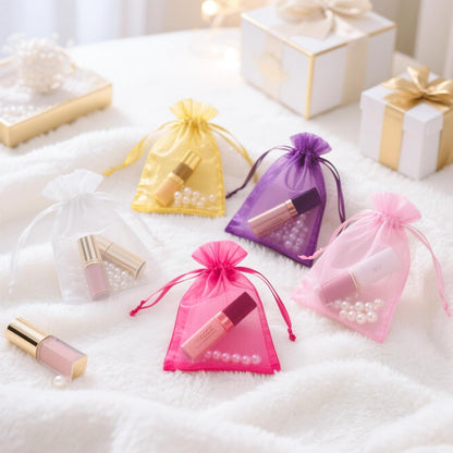 joycraft 50Pcs Organza Bags, 2x3 inch Gift Favor Bags, White Wedding Favor Bags, Jewelry Pouches with Drawstring, Mesh Bags Drawstring for Jewelry, Festival, Makeup, Candy, Desserts