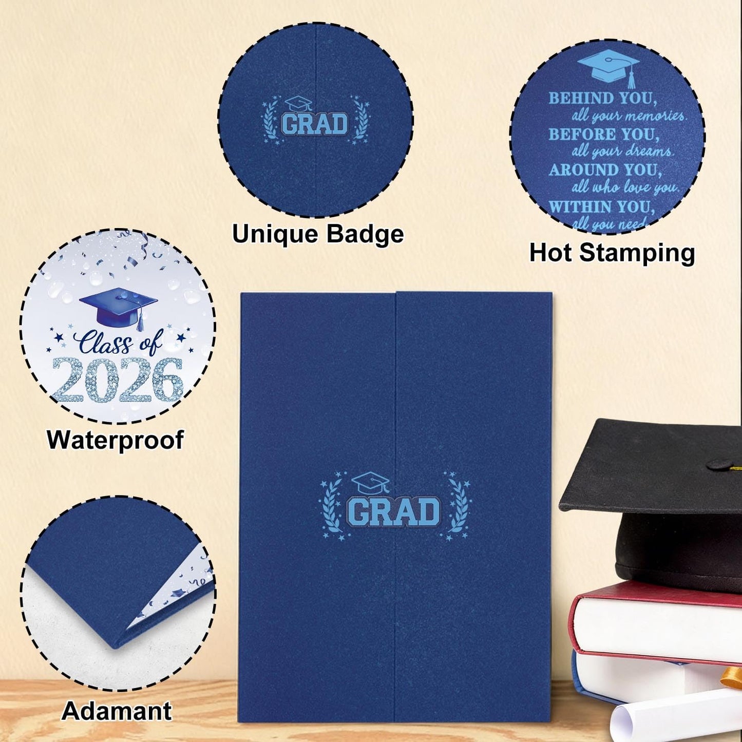 QIYANPAX Graduation Guest Book 2026, Blue and Gold Graduation Decorations Class of 2026, Graduation Signature Book, Congrats Grad Guest Book Alternative, Unique Graduation Gifts