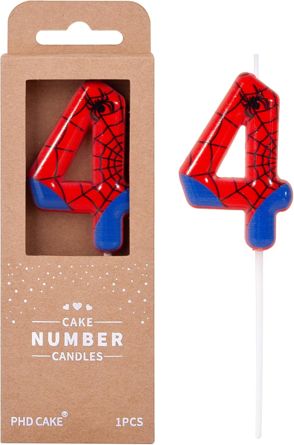 PHD CAKE 2.76 Inch Number 3 Spider Birthday Candles, Spider Cartoon Themed Number Candles, Cake Number Candles, Party Celebration