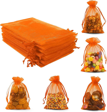 ANZNKU 50 Pack Organza Bags 5 x 7 in White Small Mesh Gift Bags Bulk Drawstring for Wedding Party Favors, Little Goodie Bag for Candy Jewelry Soap Makeup, Treat Sachet Pouch for Mothers Gifts Wrap