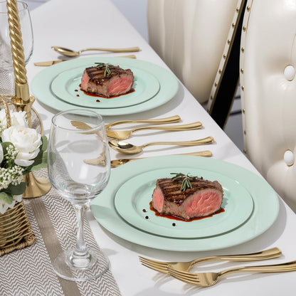 FLOWERCAT 60PCS White Plastic Plates - Heavy Duty White Disposable Plates for Mother's Day/Birthday Party/Wedding -serve for 30 guests Include 30PCS 10.25" & 30PCS 7.5" Plates for Party