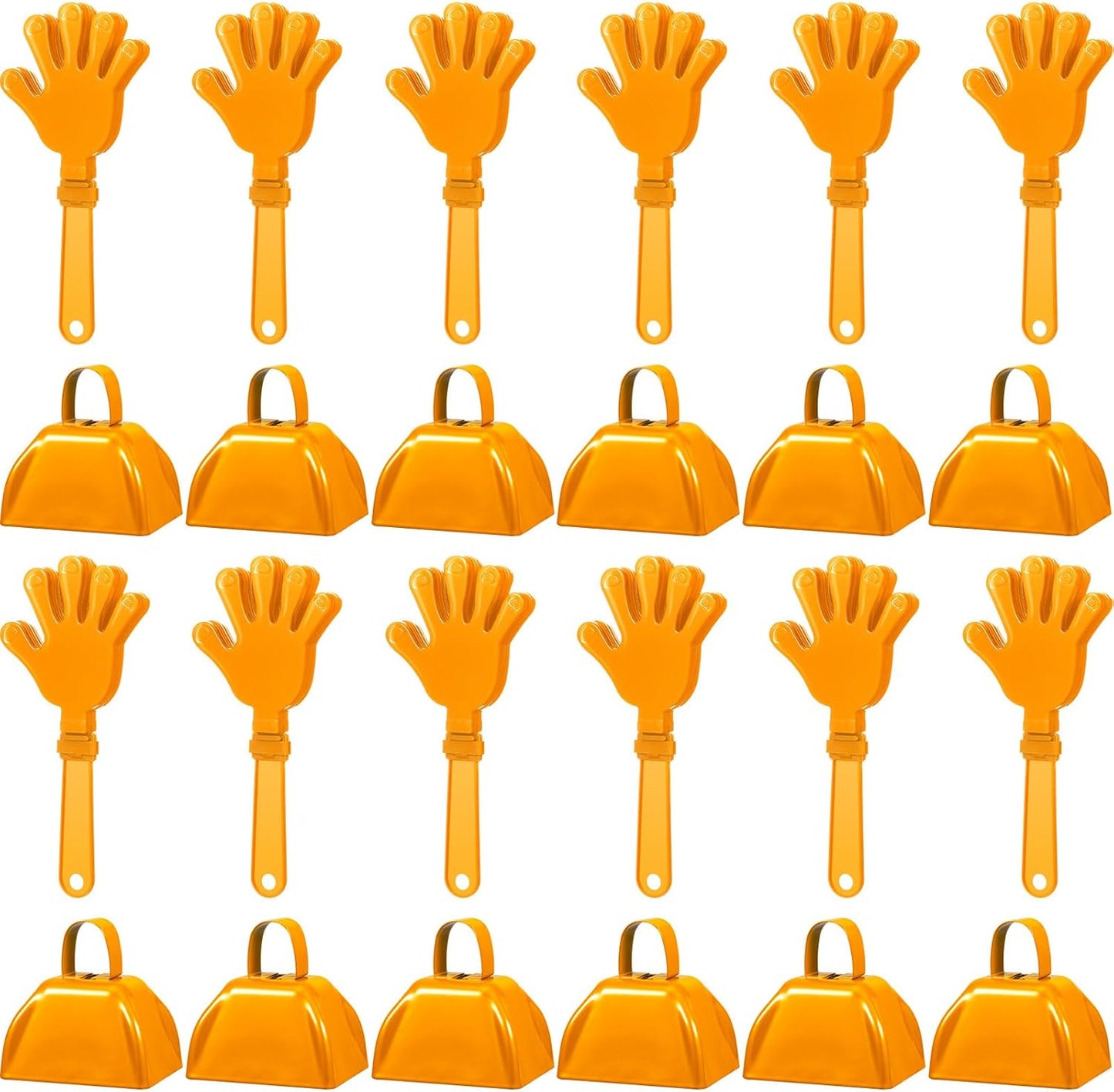 24 Pcs Hand Clappers and Metal Cowbells Noise Makers Cheering Clappers Cow Bells Handle Cheers Dance Basketball Football Noise Makers Sporting Events Graduation School Sports Party (Purple)