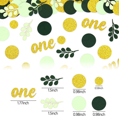300PC Greenery Happy Birthday Confetti for Table Gold Glitter and Sage Green Birthday Party Decorations for Kids/Adult