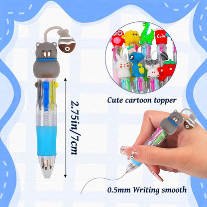 CZWZ 20Pcs Mini Multicolor Pens in One 4-in-1 Cute Pens Bulk for Kids, Fun Kawaii Ballpoint Pens for Birthdays and Children's Party Favors Gifts Teacher School Supplies
