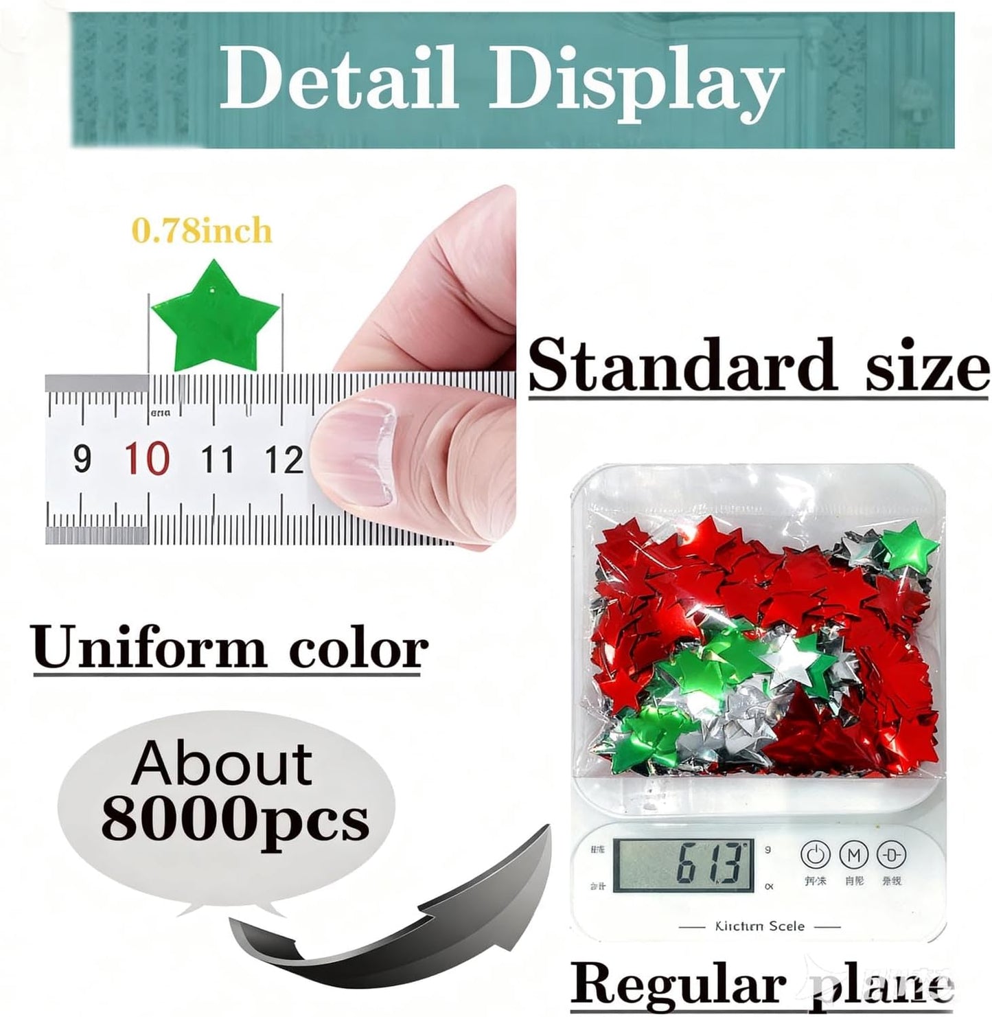Rainbow Star Metallic Foil Confetti 8000 Pcs Shiny Star Table Confetti for Fill Balloon Wedding Graduation Party Decorations,60g of pack
