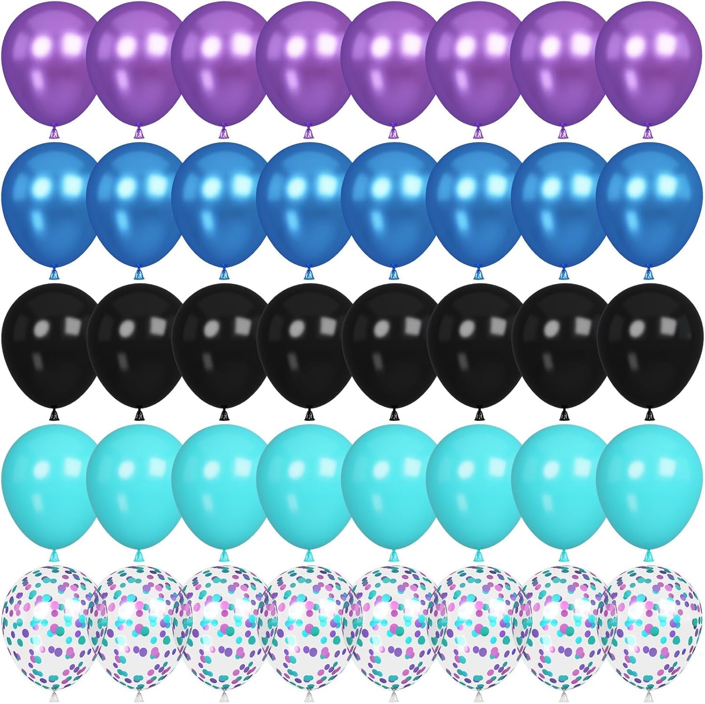 60 Pcs Blue and Silver Balloons, Navy Royal Blue Silver Party Balloons with Metallic Confetti Helium Latex Balloons for Birthday Baby Showers Fathers Day 2025 Graduation Decoration