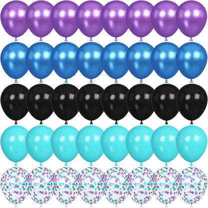 60 Pcs Blue and Silver Balloons, Navy Royal Blue Silver Party Balloons with Metallic Confetti Helium Latex Balloons for Birthday Baby Showers Fathers Day 2025 Graduation Decoration