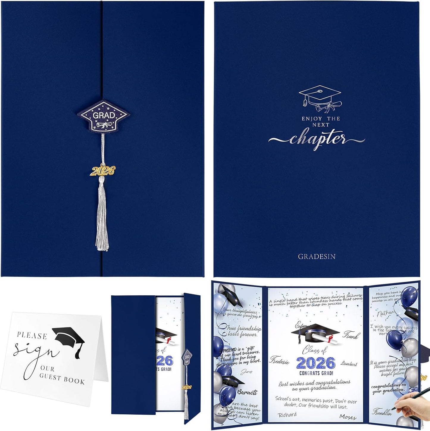 kockuu 2026 Graduation Guest Book Signature Board, Pink Class of 2026 Graduation Sign in Book to Sign Decor for Grad Party High School College Grad Gifts