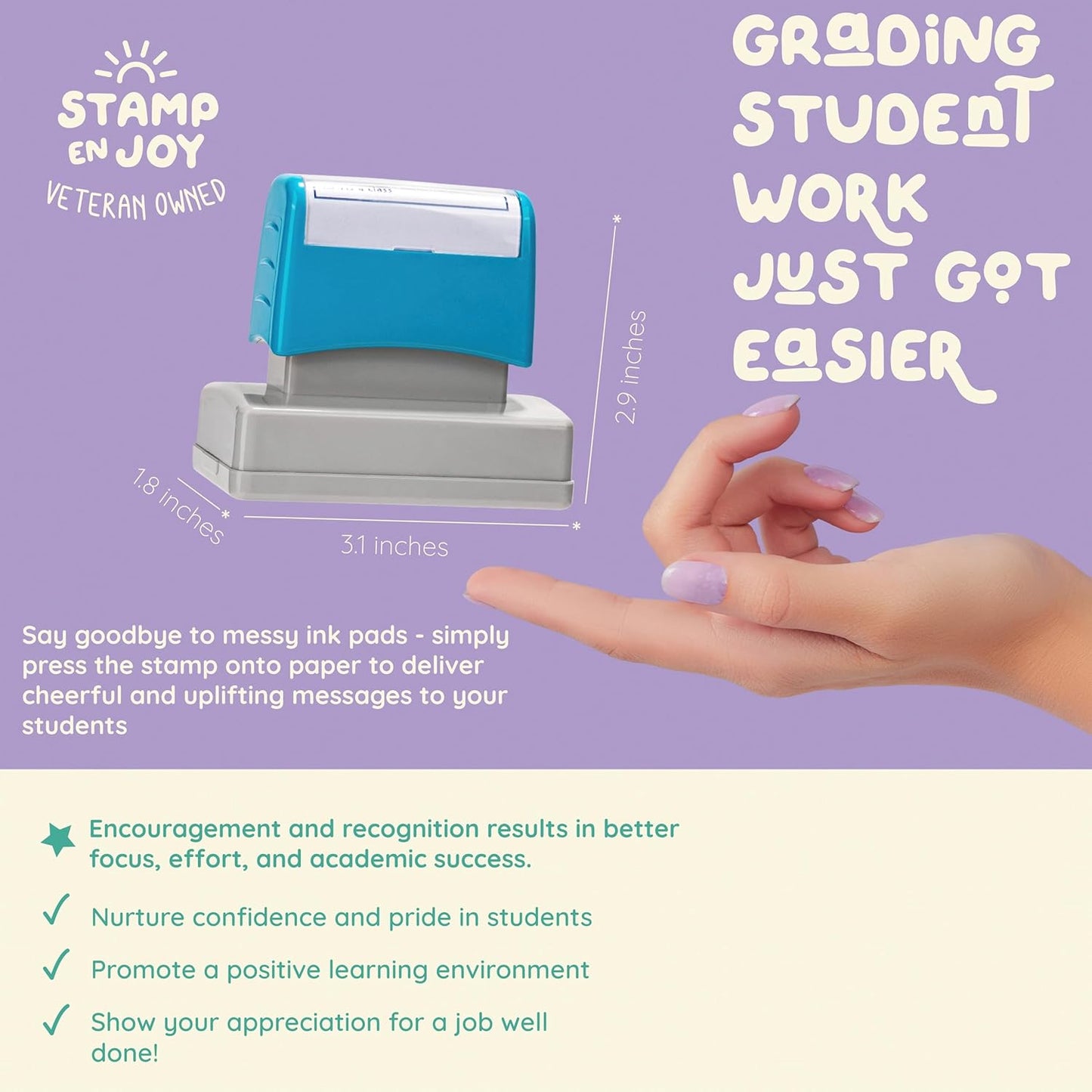 6 Self-Ink Flash Stamp Set, Multicolor Teacher Stamps for Classroom, Stamps for Teachers, Pre-Inked, Refillable Stamps (Celebration Set)