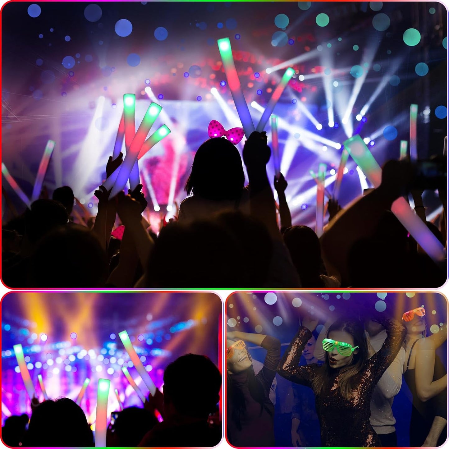 Maitys 72 Pcs Foam Sticks Light up Glasses, Glow in the Dark Sunglasses Foam Sticks LED Glasses Light up Supplies
