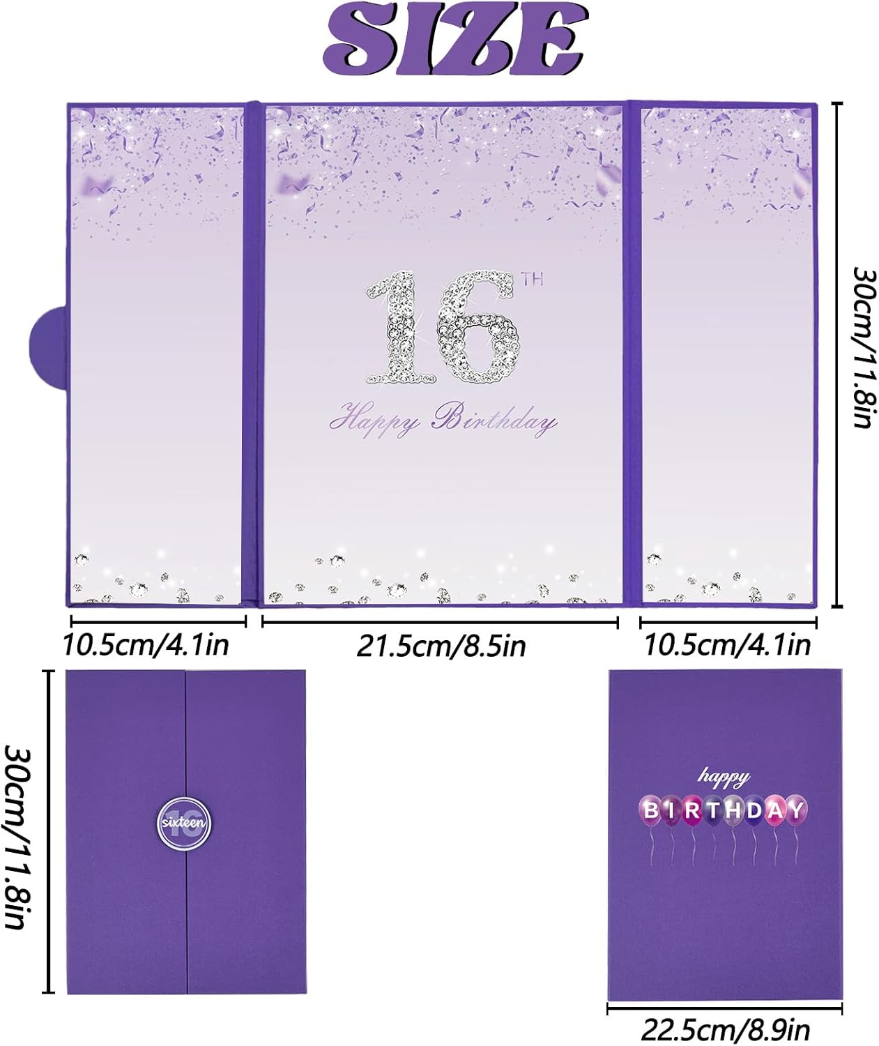 Crenics Sweet 16 Birthday Decorations, Creative Rose Gold 16th Birthday Guest Book Alternative, Large 16th Birthday Signature Book 12" x 18", Great 16 Years Old Birthday Gifts for Girls