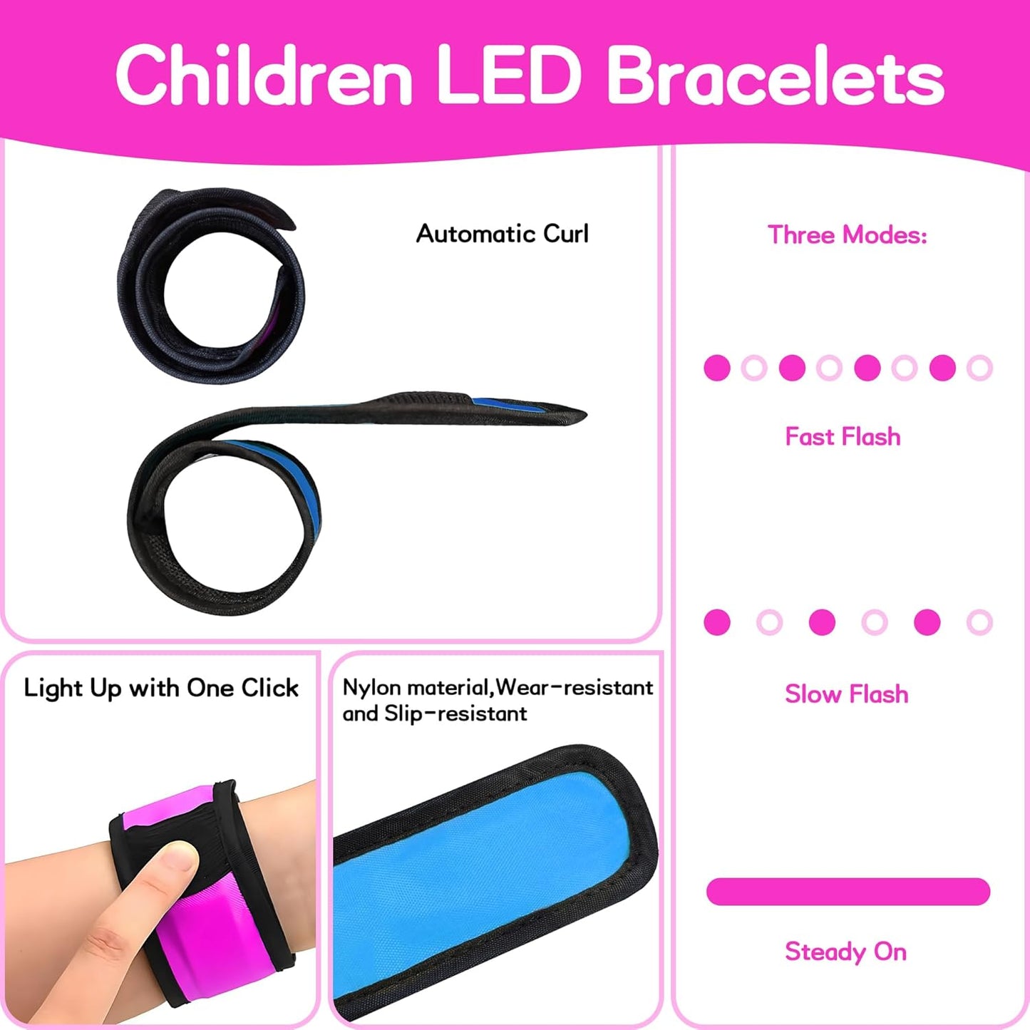 esonstyle 6 PCS LED Glow Bracelets, Night Safety Light Up Bracelets for Kids - Glow in The Dark Party Favors for Halloween, Christmas, Concerts, Festivals, Sports, Camping, Green
