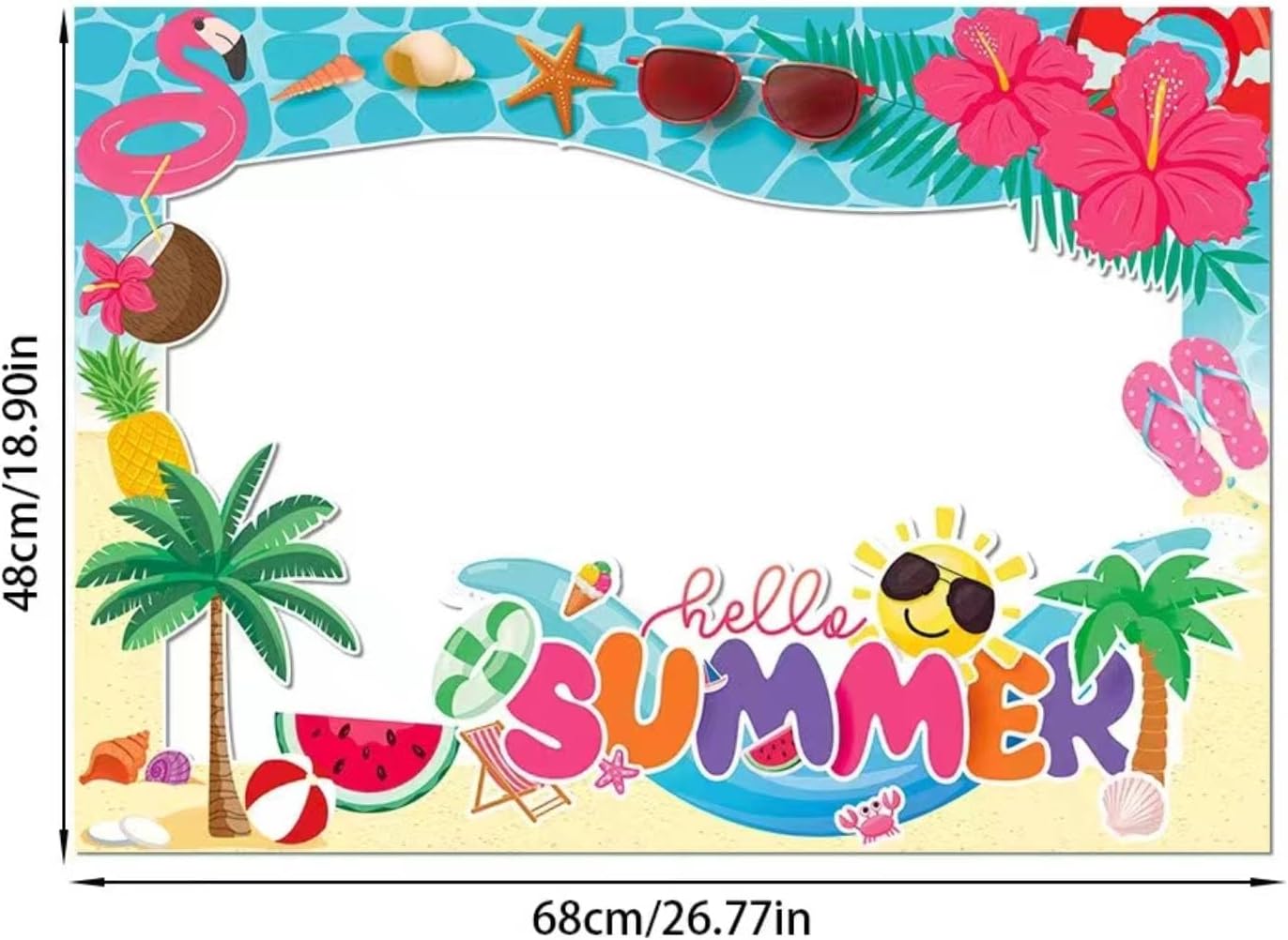 Hawaiian Photo Booth Props,Pool Party Decorations Summer Photo Booth Prop Summer Party Supplies Tropical Beach Party Selfie Props for Luau Summer Decor